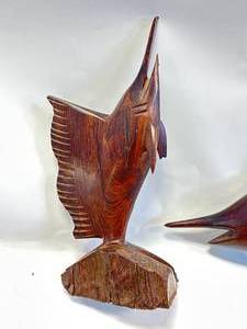 lot 4 image: Hand Carved & Polished Wood Sailfish
