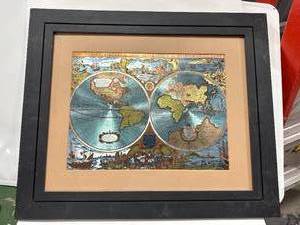 lot 20 image: Framed Foil Map of the USA 20x24