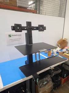 lot 26 image: Dual Monitor Standing Desk Setup  Includes Monitor Screws