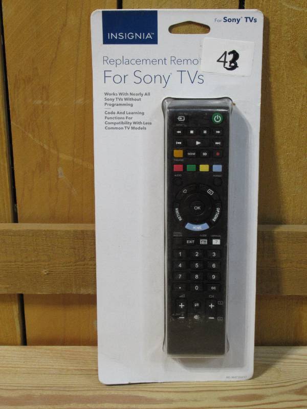 lot 43 image: Insignia - Replacement Remote for Sony TVs - Black