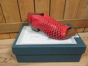lot 60 image: Bueno Lacey Leather Cage Sandals, Womens Size 40  Red