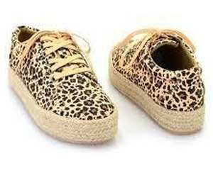 lot 63 image: Corkys Tart Printed Lace-up Espadrille Sneakers, Womens Size 6  Leopard