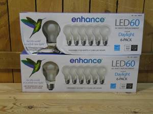 lot 145 image: Lot of 2  Feit Electric Enhance 60 Watt Daylight LED Replacement Bulbs, 6 ct  12 Bulbs Total