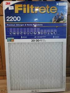 lot 192 image: Lot of 4 Furnace Filters  Filtrete 2200  20x30x1