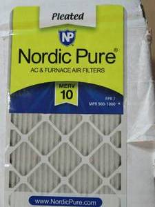 lot 194 image: Lot of 3 Furnace Filters  Nordic Pure  12x25x1