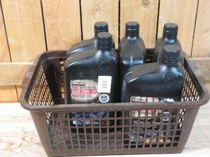 lot 131 image: 5 pack  Kirkland Signature 0W-20 Full Synthetic Motor Oil 1-quart, 5 qts total
