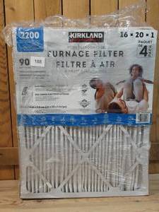 lot 188 image: Lot of 7 Furnace Filters  16x20x1  Kirkland Signature & Filtrete Furnace Filters