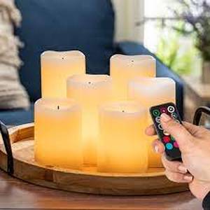 lot 78 image: Gerson Glow Wick LED Color Changing Wax Candles, 6-piece