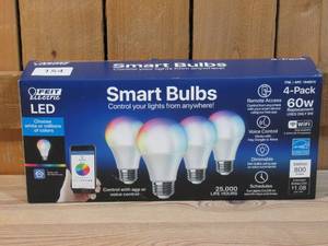 lot 155 image: Feit Electric LED Smart Bulbs, 4 Pack