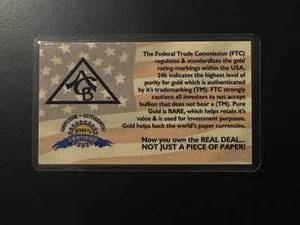 lot 7 image: 14 Grain 24kt Gold Bar