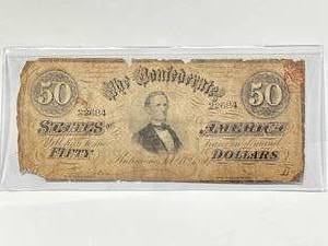 lot 28 image: Genuine 1864 $50 Bill