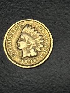 lot 31 image: 1896 Indian Head Penny Plated in 24kt Gold