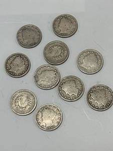 lot 39 image: Lot of 10 Liberty V Nickels from Early 1900�s
