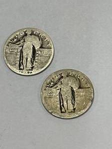 lot 49 image: Lot of 2 Standing Liberty Quarters