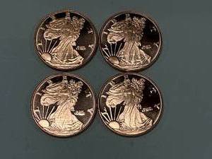 lot 50 image: Lot of 4 Investment Grade .999 Copper Rounds