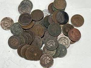 lot 53 image: Lot of 50 Indian Head Pennies (rough shape)
