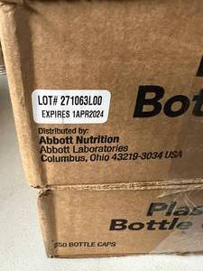 lot 9 image: MSRP $150  2 cases Abbott Breast Milk Storage Bottle Individually Sealed Caps( Lot of 250 caps per case) Expiration 0424 Matches Up With Bottles In Lot #3