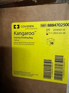 lot 31 image: MSRP $3000  25 Cases Covidean Kangaroo Gravity Feeding Bags 1000ml (30 Per Case) Expiration 223