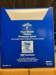 lot 40 image: MSRP $800  4 Cases Medline NONFS300 - Full Length Face Shields (96 per Case) No Expiration