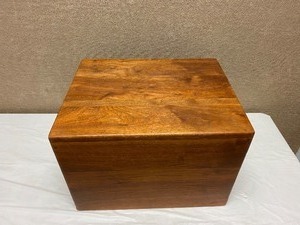 lot 1 image: MID CENTURY MODERN SOLID BLACK WALNUT CUBE