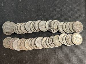 ROLL OF MIXED DATE MERCURY SILVER DIMES 50 COINS