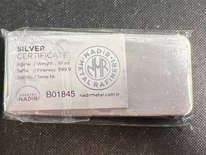 10 TROY OZ .999 FINE SILVER BAR NADIR METALS SEALED