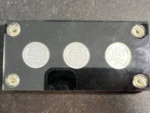 1943 P-D-S US STEEL CENTS IN PLASTIC