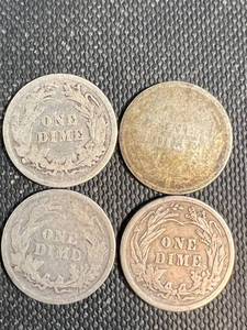 4 US BARBER DIMES 1893 1898 1899 1913