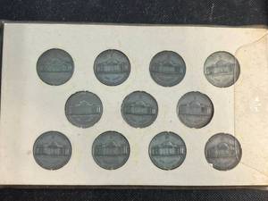 SET OF 11 US WWII WARTIME SILVER NICKELS 1942-1945