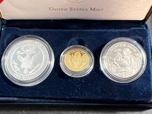 2008 US BALD EAGLE GOLD & SILVER 3 COIN SET 14oz GOLD