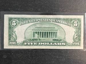 1934-A US BLUE SEAL $5 SILVER CERTIFICATE