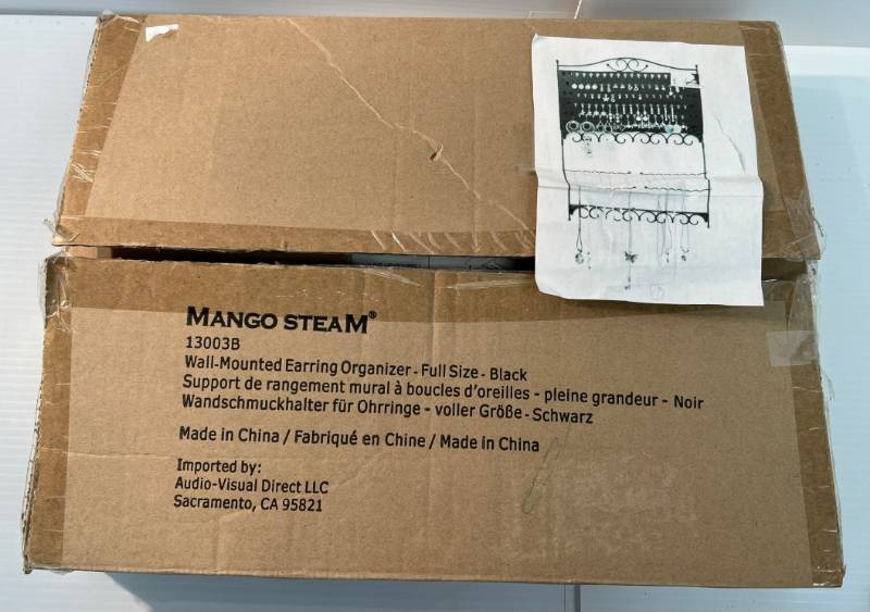 Mango Steam Wall-Mounted Jewelry & Earring Organizer, Black
