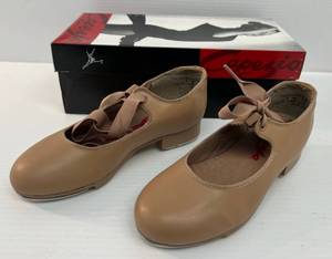 lot 103 image: Pair Of Capezio Shuffle Tap Jr. Tyette Shoes Tan Size 4 Wide