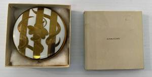 lot 118 image: Vintage Brass And Enamel Compact In Donaldsons Box
