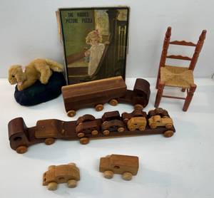 lot 130 image: Large Group Of Vintage Wooden Toys