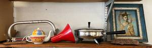 lot 142 image: Shelf Full Of Misc. Vintage Items