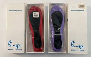 lot 9 image: Linge Brand Ballet Shoes Size 10 Purple & Red NIB