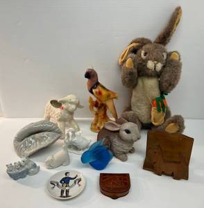lot 16 image: Group Of Misc. Vintage Items Including Easter Bunnie And More