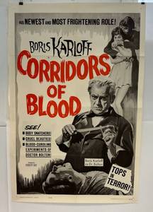lot 75 image: 1963 Boris Karloff  Corridoors Of Blood  Original Movie Poster 27 x 41 63129 (With Original Folds)