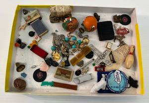 lot 87 image: Group Of Misc. Vintage Miniatures Including Cracker Jack Toys, Old Monopoly And More
