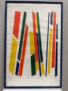 lot 54 image: One signed and number colorful abstract print.