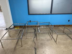lot 58 image: Group of Florence Knoll style coffee table bodies with no glass tops.