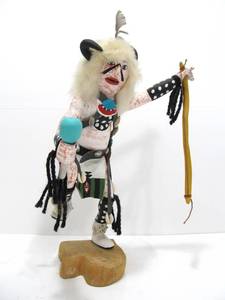 lot 35 image: Handmade Signed Native American Kachina Doll #3 - White Buffalo