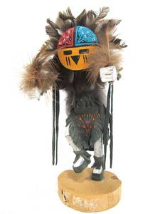 lot 38 image: Handmade Signed Native American Navajo Kachina Doll #6 - Sun Face