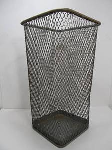 lot 57 image: Large Vintage 1950s era Heavy Duty Industrial Metal Mesh Trash Can