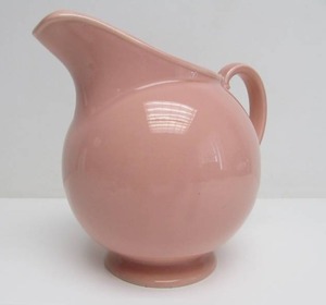 lot 178 image: Large Mid Century LU-RAY Pink Art Pottery Ball Pitcher
