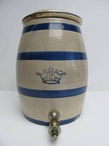 lot 180 image: Antique Stoneware Ransbottom Crown Mark 2 Gallon Water Cooler