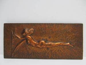 lot 189 image: Wonderful 1920s-30s Deco Nude Hammered Copper Artwork