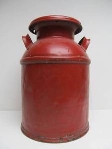lot 193 image: Vintage Painted Red Metal DairyMilk Can