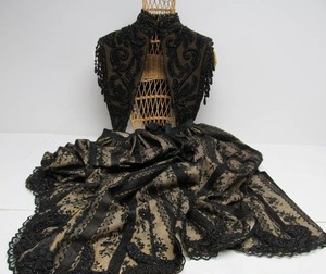 lot 199 image: Stunning Original Early 1900s Matching Beaded Collar Wrap & Skirt Outfit